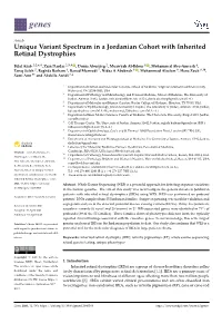 Unique Variant Spectrum in a Jordanian Cohort with Inherited Retinal Dystrophies