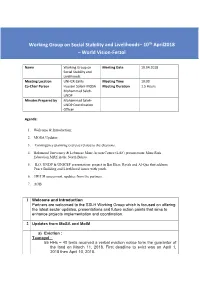 Working Group on Social Stability and Livelihoods– 10Th April2018 – World Vision-Ferzol
