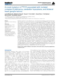 A Novel Mutation in TTC19 Associated with Isolated Complex III Deficiency