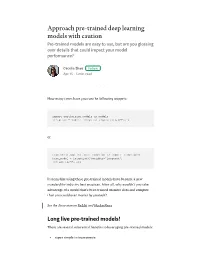 Approach Pre-Trained Deep Learning Models with Caution Pre-Trained Models Are Easy to Use, but Are You Glossing Over Details That Could Impact Your Model Performance?