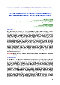 Critical Components of Online Learning Readiness and Their Relationships with Learner Achievement