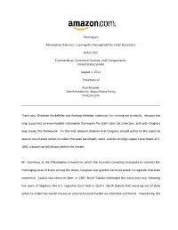 Hearing on Marketplace Fairness: Leveling the Playing Field for Small