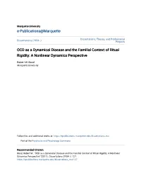 OCD As a Dynamical Disease and the Familial Context of Ritual Rigidity: a Nonlinear Dynamics Perspective