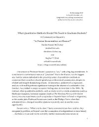 What Quantitative Methods Should We Teach To