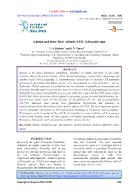 Aphids and Their Host Affinity-VIII: Schizaphis Spp