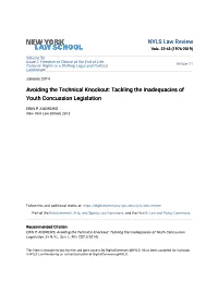 Avoiding the Technical Knockout: Tackling the Inadequacies of Youth Concussion Legislation