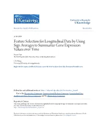 Feature Selection for Longitudinal Data by Using Sign Averages to Summarize Gene Expression Values Over Time