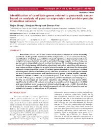 Identification of Candidate Genes Related to Pancreatic Cancer Based on Analysis of Gene Co-Expression and Protein-Protein Interaction Network