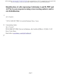 Identification of Cells Expressing Calcitonins a and B, PDF and ACP in Locusta Migratoria Using Cross-Reacting Antisera and in Situ Hybridization
