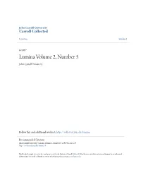 Lumina Volume 2, Number 5 John Carroll University
