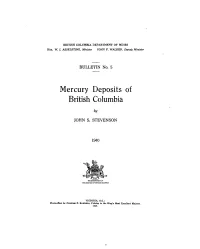 Mercury Deposits of British Columbia