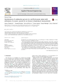 Optimization of Combustion Process in Coal-Fired Power Plant with Utilization of Acoustic System for In-Furnace Temperature Meas