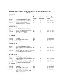 SCHEME of EXAMINATION for M.A. MUSIC(VOCAL & INSTRUMENTAL) (2013-14) SEMESTER-I Max. Internal Total Time Marks