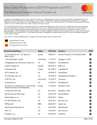 Service Provider Name Region AOC Date Assessor DESV