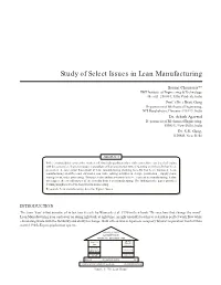 Study of Select Issues in Lean Manufacturing