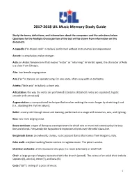 2017-2018 UIL Music Memory Study Guide