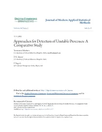 Approaches for Detection of Unstable Processes: a Comparative Study Yerriswamy Wooluru J S S Academy of Technical Education, Bangalore, India, Ysprabhu@Gmail.Com