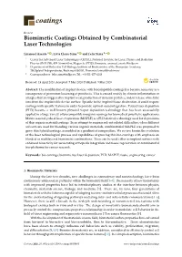 Biomimetic Coatings Obtained by Combinatorial Laser Technologies