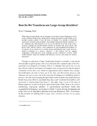 How Do We Transform Our Large-Group Identities?