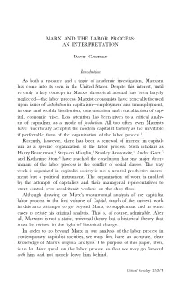 Marx and the Labor Process: an Interpretation