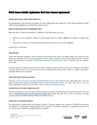 RADA Sense Mobile Application End-User Licence Agreement