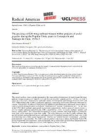 The Presence of Left-Wing Militant Women Within Projects of Poder Popular During the Popular Unity Years in Concepción and Santiago De Chile, 1970–3
