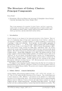 The Structure of Galaxy Clusters: Principal Components