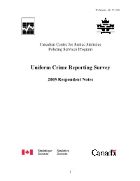 Uniform Crime Reporting Survey