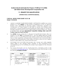 Durbuk Shyok Hydroelectric Project 19 MW (2 X 9.5 MW) J&K State Power Development Corporation Ltd