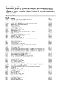 Effective: 4 February 2019 the Below Menu Contains the ASX And