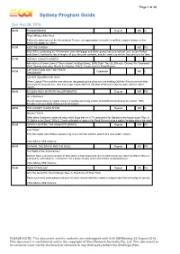Sydney Program Guide