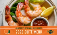 2020 Suite Menu Index