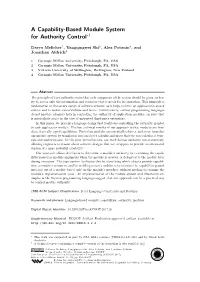 A Capability-Based Module System for Authority Control∗†