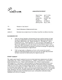 Access Agreements Surface Inlay Fibre: 2016 May