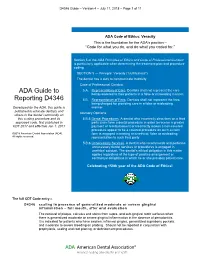ADA Guide to Reporting D4346
