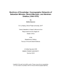 Cosmographer Networks of Sebastian Münster, Gerard Mercator, and Abraham Ortelius (1540-1570)