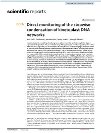 Direct Monitoring of the Stepwise Condensation of Kinetoplast DNA Networks Nurit Yafe1, Dvir Rotem2, Awakash Soni1, Danny Porath2* & Joseph Shlomai1*