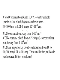 DRI Cloud Condensation Nuclei (CCN) Spectrometer Measurements
