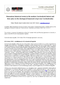 Momentous Historical Events in the Modern Czechoslovak History and Their Place in the Ideological Framework of Pre-War Czechoslovakia