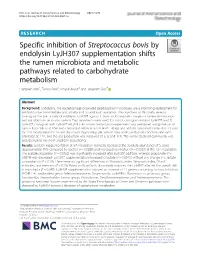 Specific Inhibition of Streptococcus Bovis by Endolysin Lyjh307 Supplementation Shifts the Rumen Microbiota and Metabolic Pathwa