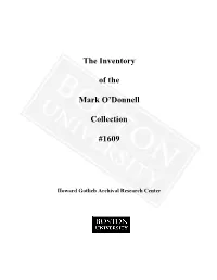 The Inventory of the Mark O'donnell Collection #1609