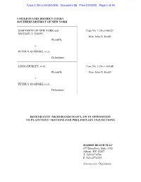 Defendants' Memorandum of Law In