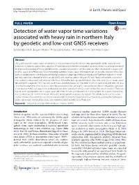 Detection of Water Vapor Time Variations Associated with Heavy