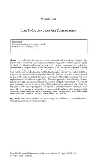 Moshe Idel Ioan P. Coulianu and Ars Combinatoria