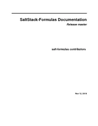 Saltstack-Formulas Documentation Release Master