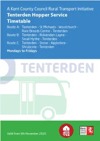 Tenterden Hopper Service Timetable