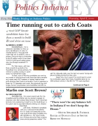 Time Running out to Catch Coats 4 Rival GOP Senate Candidates Have Less Than a Month to Build ID and Drive an Issue