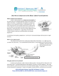 Ulnar Nerve Compression at the Elbow: Cubital Tunnel Syndrome