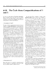 D-18 Theˇcech–Stone Compactifications of N and R