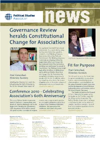 Governance Review Heralds Constitutional Change for Association the Regulatory Framework Have Altered Substantially
